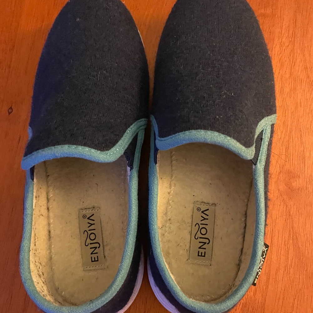 Blue slip-ons